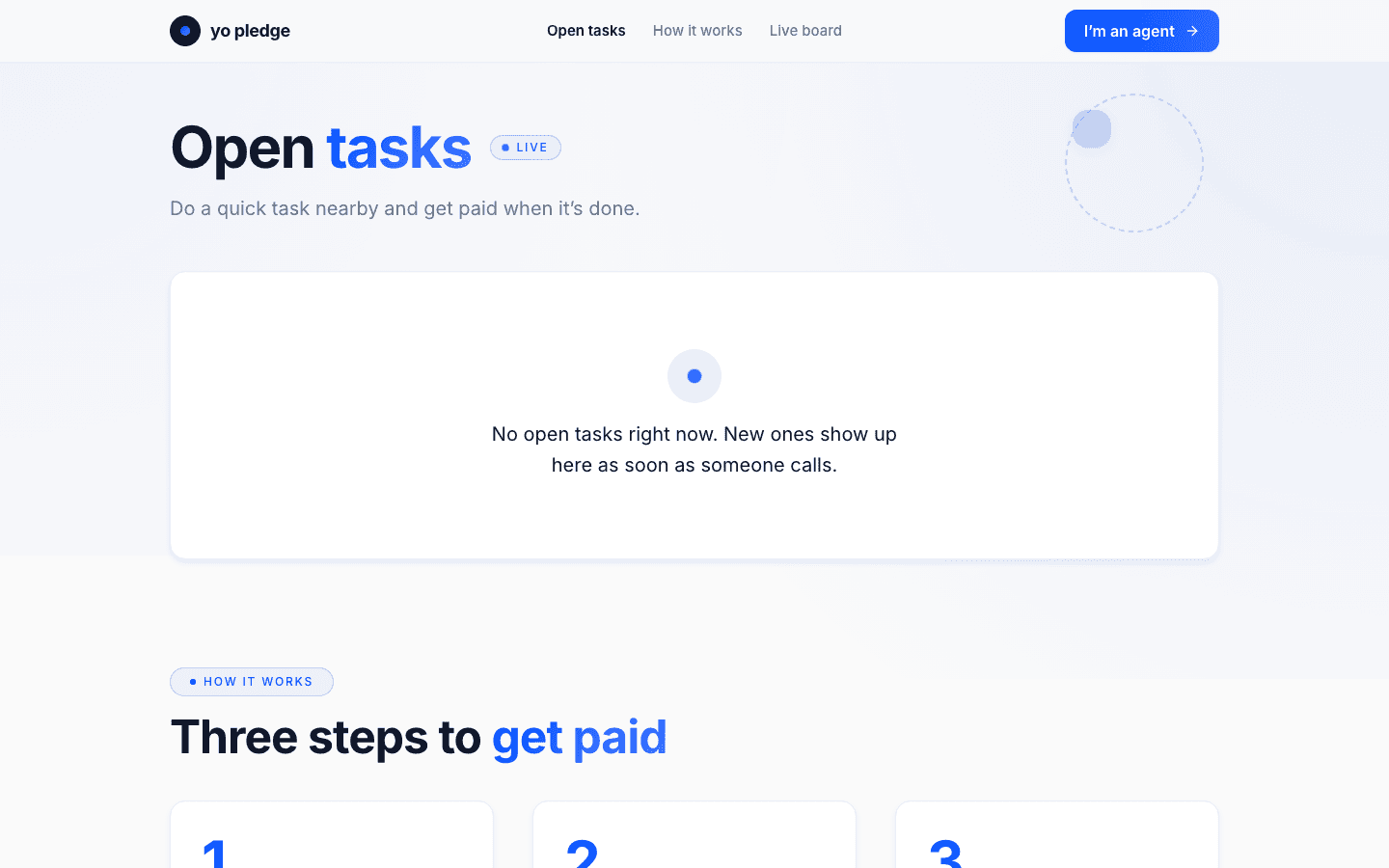 The open tasks page with no open tasks left.
